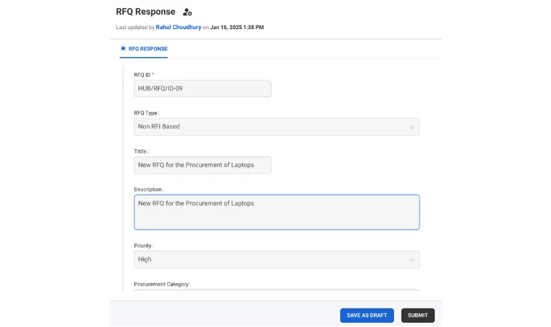 HubPro eSourcing and vendor bidding